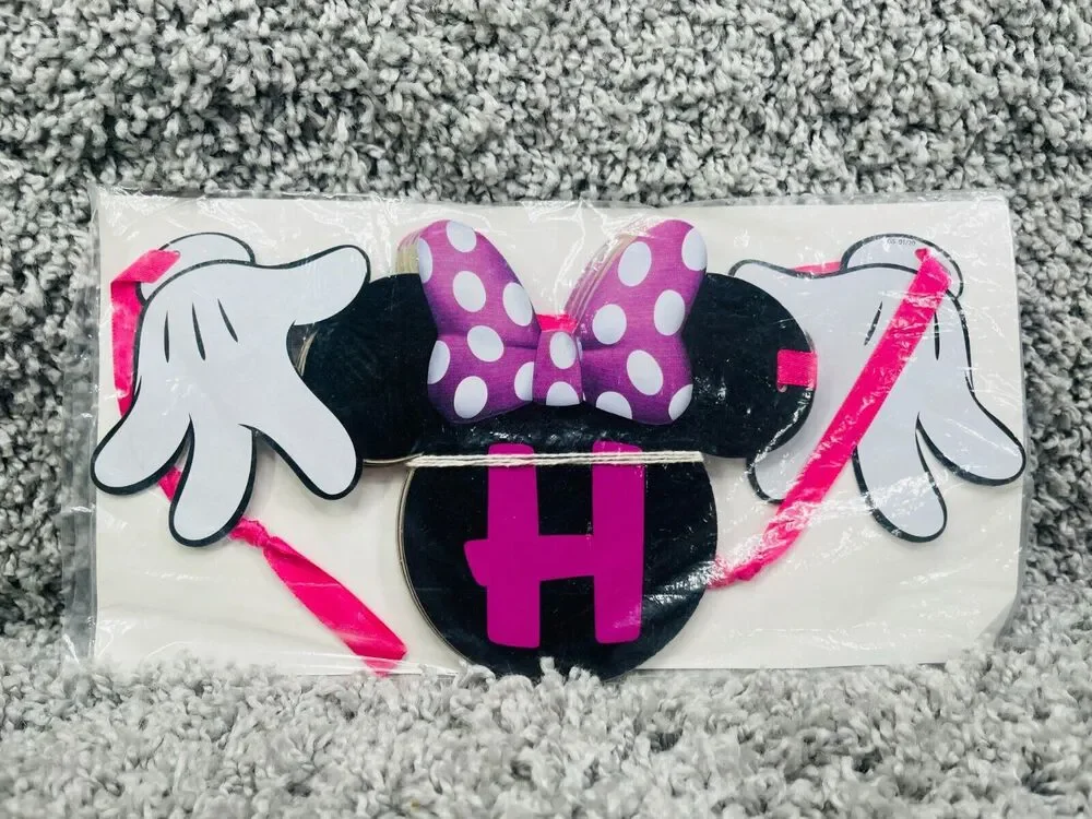 Disney Minnie Mouse Head And Hands Kids Party Banner Hanging Decorations